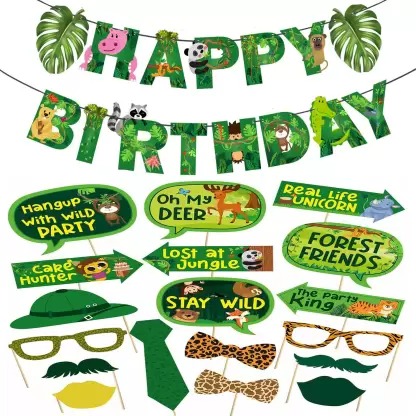  Set Jungle Happy Birthday Banner