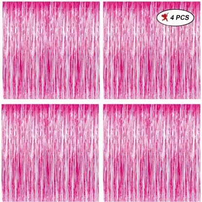 Printed Pink Foil Curtain For Decoration