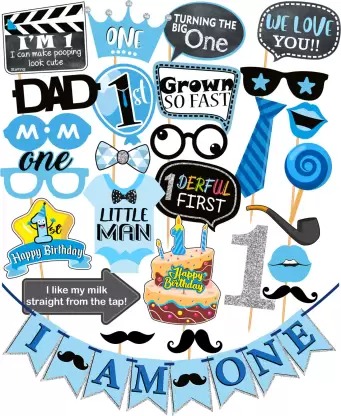 SYGA First-Birthday-Props&Banner-Blue Photo Booth Board