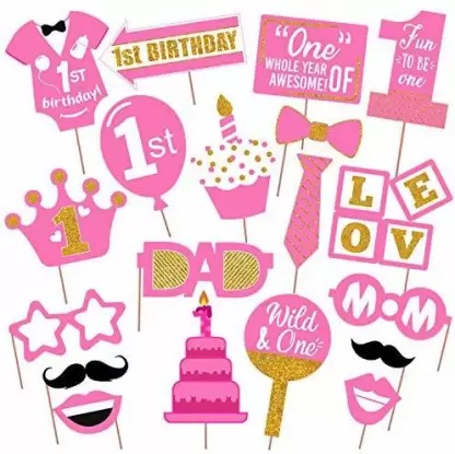PartyDecoration Girls First Birthday Photo Booth Props