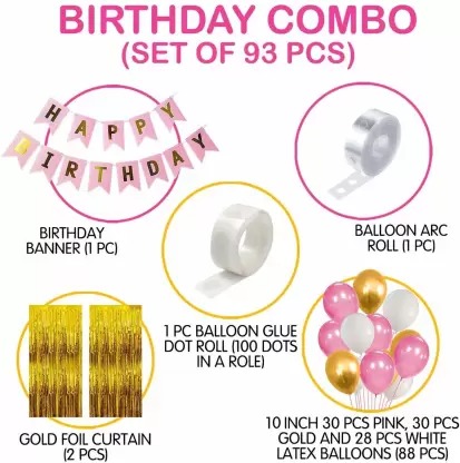 Lazer Happy Birthday Balloons Banner Curtains Decorations Kit