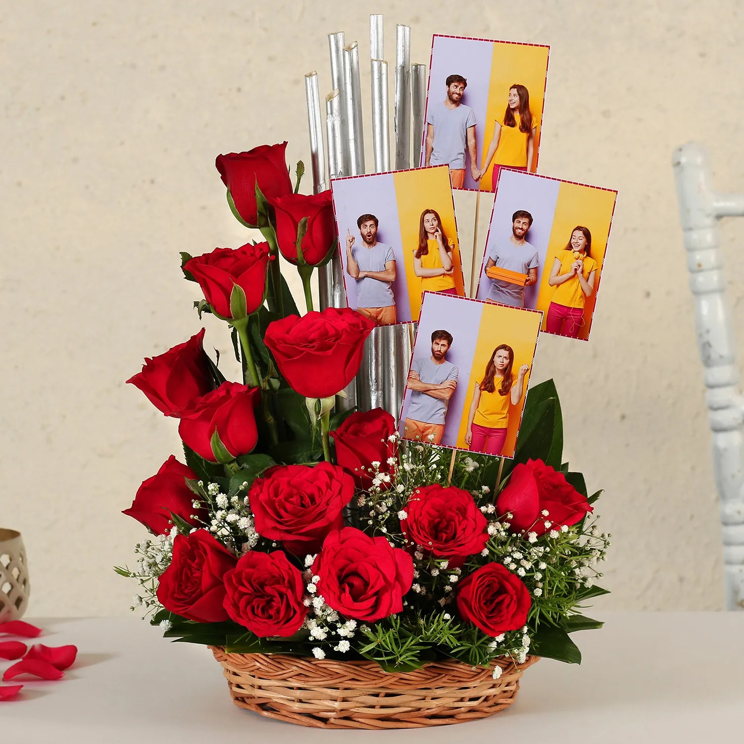 Personalised Red Roses Arrangement