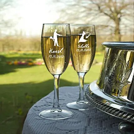 Personalised Set Of 2 Champagne Glasses
