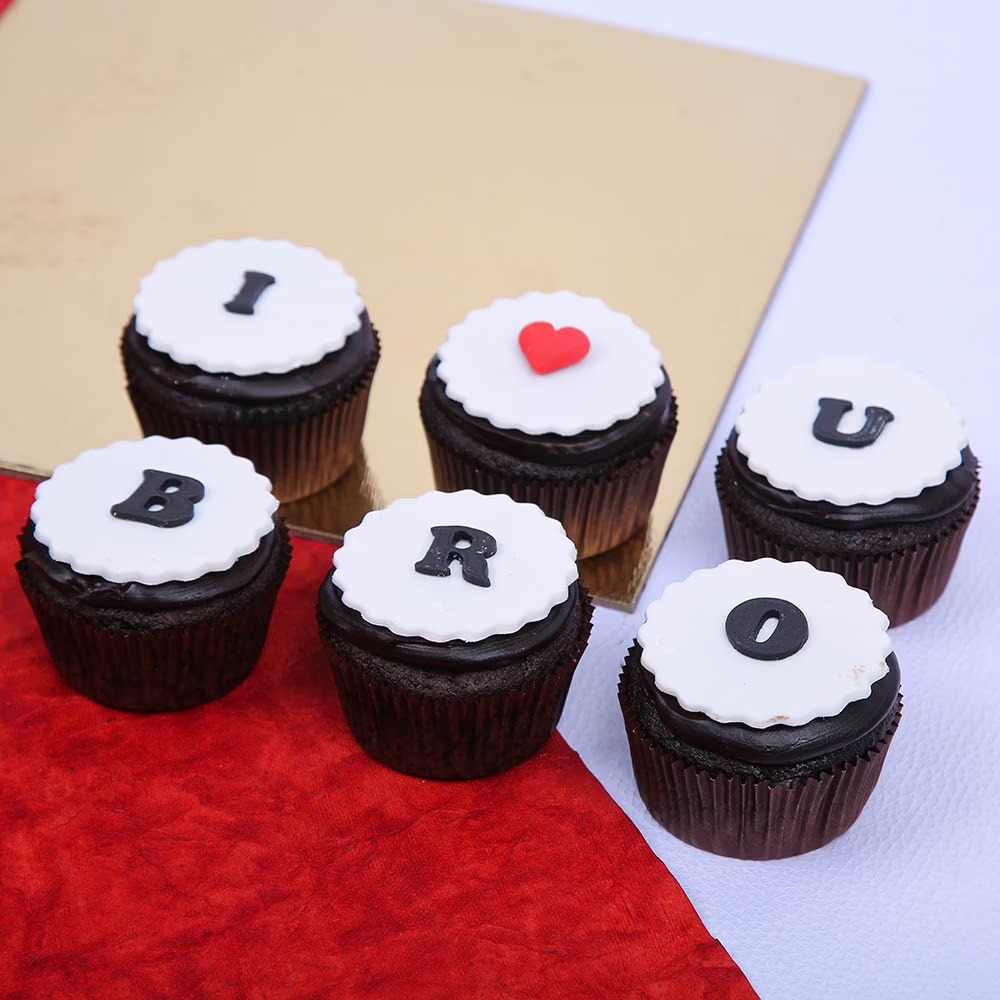 Set Of 6 Chocolate Cupcakes For Bro