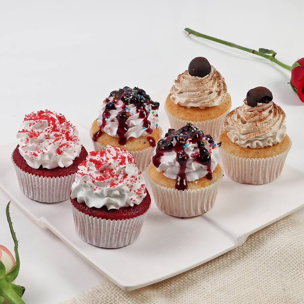 Set Of 6 Multi Flavored Cupcakes